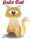 Gato lindo con el ratón libre illustration Gato lindo con el ratón libre illustration