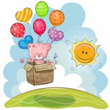 Gato lindo con los globos stock de ilustración Gato lindo con los globos stock de ilustración