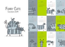 Gatti a strisce divertenti Calendario 2018 di progettazione illustrazione di stock Gatti a strisce divertenti Calendario 2018 di progettazione illustrazione di stock