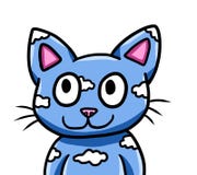 Gatto blu sveglio della nuvola di fantasia illustrazione di stock Gatto blu sveglio della nuvola di fantasia illustrazione di stock