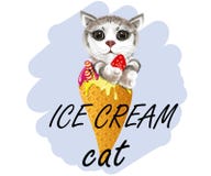 Gatto del gelato di slogan illustrazione vettoriale Gatto del gelato di slogan illustrazione vettoriale