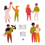 Mixed ethnicity gay and straight couple valentine vector illustration Mixed ethnicity gay and straight couple valentine vector illustration