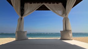 Gazebo op het strand stock videobeelden Gazebo op het strand stock videobeelden