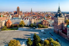 Gdansk old city, Poland. Aerial view royalty free stock photos Gdansk old city, Poland. Aerial view royalty free stock photos