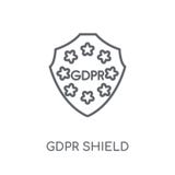 gdpr Shield linear icon. Modern outline gdpr Shield logo concept vector illustration gdpr Shield linear icon. Modern outline gdpr Shield logo concept vector illustration