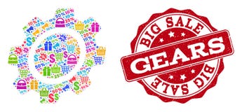 Gear Composition of Mosaic and Scratched Seal for Sales royalty free illustration Gear Composition of Mosaic and Scratched Seal for Sales royalty free illustration