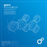 Gears blueprint background. Vector.