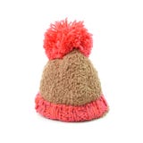 Gebreide die hoed met pompom op witte achtergrond wordt geïsoleerd stock fotografie Gebreide die hoed met pompom op witte achtergrond wordt geïsoleerd stock fotografie