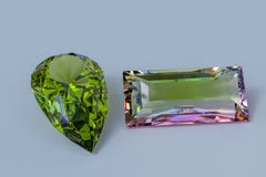 Gefacetteerde tourmalines royalty-vrije stock foto's Gefacetteerde tourmalines royalty-vrije stock foto's