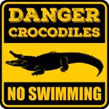 Gefahrenkrokodile kein Schwimmenzeichen stock abbildung Gefahrenkrokodile kein Schwimmenzeichen stock abbildung