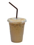 Gefrorener Kaffee Latte in der Plastikschale lokalisiert auf weißem Hintergrund, c lizenzfreie stockbilder Gefrorener Kaffee Latte in der Plastikschale lokalisiert auf weißem Hintergrund, c lizenzfreie stockbilder