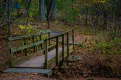 Gehende Brücke auf Parkwanderweg Lizenzfreies Stockfoto Gehende Brücke auf Parkwanderweg Lizenzfreies Stockfoto