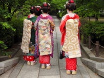 Geisha tre Immagini Stock Libere da Diritti Geisha tre Immagini Stock Libere da Diritti