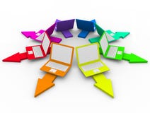 Gekleurde Laptops op Pijlen - Keuzen vector illustratie Gekleurde Laptops op Pijlen - Keuzen vector illustratie