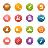 Gekleurde punten - de Bedrijfspictogrammen van het Bureau en vector illustratie Gekleurde punten - de Bedrijfspictogrammen van het Bureau en vector illustratie
