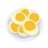 Gekookte eieren in een plaat stock illustratie Gekookte eieren in een plaat stock illustratie