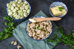 Gekookte tuinbonen stock afbeelding Gekookte tuinbonen stock afbeelding