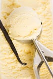 Gelato alla vaniglia nel cucchiaio fotografia stock Gelato alla vaniglia nel cucchiaio fotografia stock