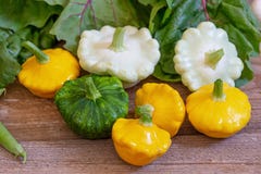 Gelber, grüner und weißer Kürbis lizenzfreie stockfotos Gelber, grüner und weißer Kürbis lizenzfreie stockfotos