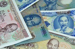 Geld van de Nota's van Dong van de Munt van Vietnam het Kleine stock afbeelding Geld van de Nota's van Dong van de Munt van Vietnam het Kleine stock afbeelding