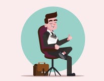Gelukkig chef- het praktizeren baangesprek vector illustratie Gelukkig chef- het praktizeren baangesprek vector illustratie