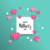 Gelukkig het document van de moederdag de kaartmalplaatje van de besnoeiingsliefde stock illustratie Gelukkig het document van de moederdag de kaartmalplaatje van de besnoeiingsliefde stock illustratie