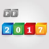 Gelukkig nieuw jaar 2017 van rode groenachtig blauwe en gele bakstenen met aantallen eps10 stock illustratie Gelukkig nieuw jaar 2017 van rode groenachtig blauwe en gele bakstenen met aantallen eps10 stock illustratie