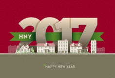 2017 Gelukkig Nieuwjaar in stad royalty-vrije illustratie 2017 Gelukkig Nieuwjaar in stad royalty-vrije illustratie