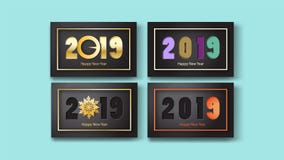 2019 Gelukkig Nieuwjaar of Vrolijke Kerstmis, vectordocument kunststijl stock illustratie 2019 Gelukkig Nieuwjaar of Vrolijke Kerstmis, vectordocument kunststijl stock illustratie