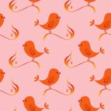 Gelukkig patroon met vogels Gelukkige Pasen Rood een oranje achtergrond vector illustratie Gelukkig patroon met vogels Gelukkige Pasen Rood een oranje achtergrond vector illustratie