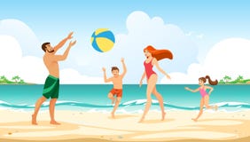 Gelukkige de VakantieVrije tijd van de Familiezomer op zee royalty-vrije illustratie Gelukkige de VakantieVrije tijd van de Familiezomer op zee royalty-vrije illustratie