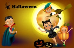 Gelukkige Halloween-partij met kinderen stock illustratie Gelukkige Halloween-partij met kinderen stock illustratie
