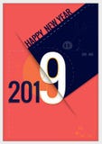 Gelukkige nieuwe jaar 2019 typografie met creatief ontwerp stock illustratie Gelukkige nieuwe jaar 2019 typografie met creatief ontwerp stock illustratie
