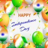 Gelukkige Onafhankelijkheidsdag van India Drie-gekleurde ballen op een witte achtergrond Vorm voor verkoopbanner Vector illustrat Stock Afbeeldingen Gelukkige Onafhankelijkheidsdag van India Drie-gekleurde ballen op een witte achtergrond Vorm voor verkoopbanner Vector illustrat Stock Afbeeldingen