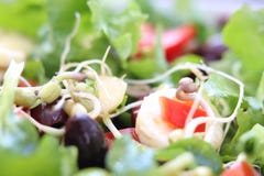 Gemischter Salat mit Oliven, Banane und Bohnen stockbild Gemischter Salat mit Oliven, Banane und Bohnen stockbild