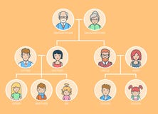 Genealogía plana linear Padres del árbol de familia, childr Fotografía de archivo Genealogía plana linear Padres del árbol de familia, childr Fotografía de archivo