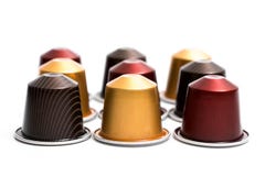 Genewa, Szwajcaria/- 17 07 18: Wielokrotności kapsuła nakrywa nespresso coffe obrazy royalty free Genewa, Szwajcaria/- 17 07 18: Wielokrotności kapsuła nakrywa nespresso coffe obrazy royalty free