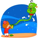 Genie die uit Eid-gift komen stock illustratie Genie die uit Eid-gift komen stock illustratie