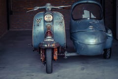 Gennaio 2019 la vecchia motocicletta del motore di Bangkok Tailandia è indicata in museo fotografia stock Gennaio 2019 la vecchia motocicletta del motore di Bangkok Tailandia è indicata in museo fotografia stock