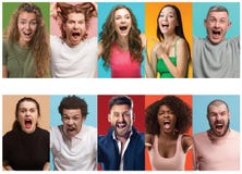 Gente enojada que grita El collage de diversas expresiones faciales, emociones y sensaciones humanas de hombres jovenes y de muje imagen de archivo Gente enojada que grita El collage de diversas expresiones faciales, emociones y sensaciones humanas de hombres jovenes y de muje imagen de archivo