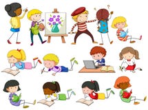 Gente que hace diversas actividades stock de ilustración Gente que hace diversas actividades stock de ilustración