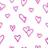 Gentle seamless pattern with hand-drawn pink hearts stock illustration Gentle seamless pattern with hand-drawn pink hearts stock illustration