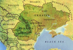 Geografische kaart van Europees land de Oekraïne, Moldavië en Roemenië Stock Fotografie Geografische kaart van Europees land de Oekraïne, Moldavië en Roemenië Stock Fotografie