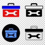 Collage of Gradiented Dotted Wrench Toolbox and Grunged Stamp royalty free illustration Collage of Gradiented Dotted Wrench Toolbox and Grunged Stamp royalty free illustration
