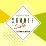 Geometric banner Summer sale end of season 50% discount on a modern geometric background Summer bright colors Design template stock illustration Geometric banner Summer sale end of season 50% discount on a modern geometric background Summer bright colors Design template stock illustration