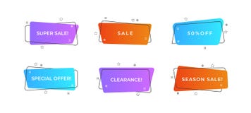 Geometric flat banners. Modern abstract gradient shapes for logo, sale promotion, discount title frame. Vector sale vector illustration Geometric flat banners. Modern abstract gradient shapes for logo, sale promotion, discount title frame. Vector sale vector illustration
