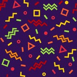 Geometric seamless pattern, colorful shapes on dark purple background. Vector royalty free illustration Geometric seamless pattern, colorful shapes on dark purple background. Vector royalty free illustration