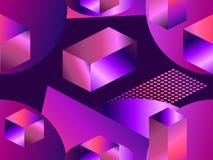 Geometric shapes in isometric style with gradient. Futuristic seamless pattern. Retrowave. Vector stock illustration Geometric shapes in isometric style with gradient. Futuristic seamless pattern. Retrowave. Vector stock illustration