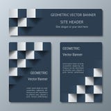 Geometrische horizontale und vertikale Fahnen der unterschiedlichen Breite mit dem Effekt 3D für Geschäft websit lizenzfreie abbildung Geometrische horizontale und vertikale Fahnen der unterschiedlichen Breite mit dem Effekt 3D für Geschäft websit lizenzfreie abbildung