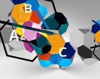 geometrische Zusammensetzung des Hexagons 3d, geometrischer digitaler abstrakter Hintergrund vektor abbildung geometrische Zusammensetzung des Hexagons 3d, geometrischer digitaler abstrakter Hintergrund vektor abbildung